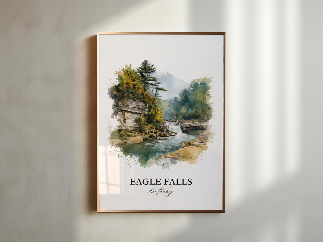 Eagle Falls KY Wall Art, Eagle Falls Print, Kentucky Watercolor Art, Cumberland Falls Gift, Travel Print, Travel Poster, Housewarming Gift