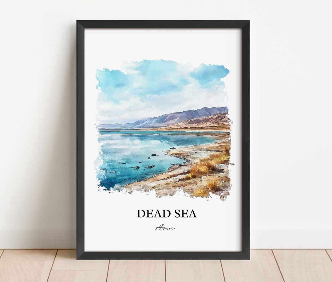 Dead Sea Wall Art, Dead Sea Asia Print, Dead Sea Watercolor Art, Dead Sea Gift, Travel Print, Travel Poster, Housewarming Gift