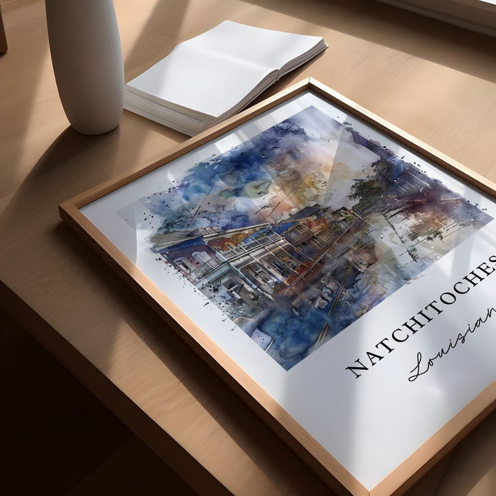 Natchitoches LA Wall Art, Natchitoches Print, Louisiana Watercolor, Natchitoches Gift,