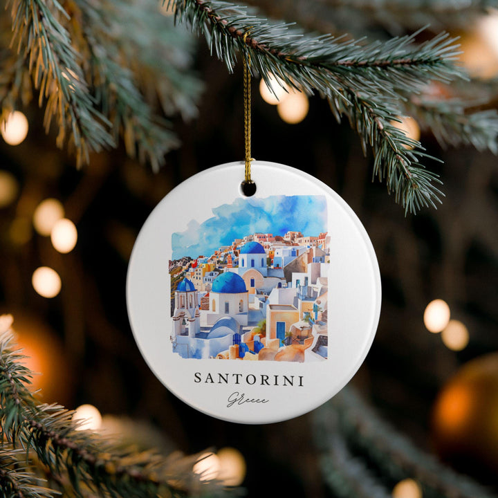 Santorini, Greece Ornament: Unique Santorini Greece Souvenir, Santorini Xmas Decor, and Authentic Santorini Greece Souvenir