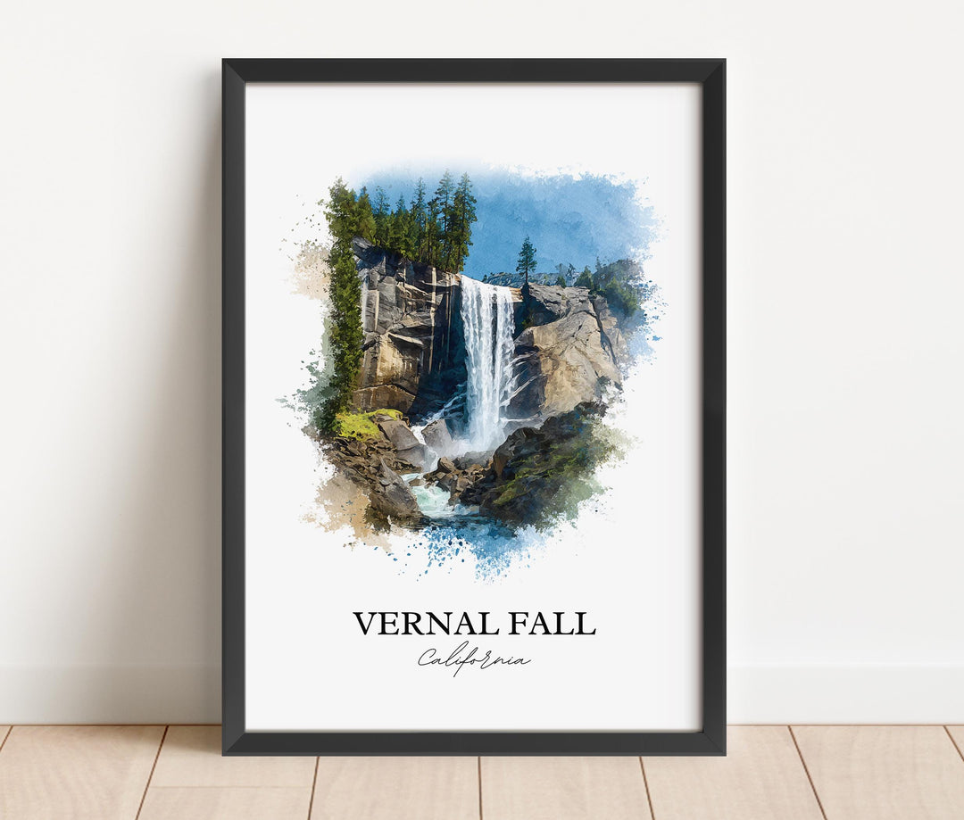 Vernal Falls Wall Art, Yosemite Print, Yosemite Watercolor Art, Vernal Falls Gift, Travel Print, Travel Poster, Housewarming Gift