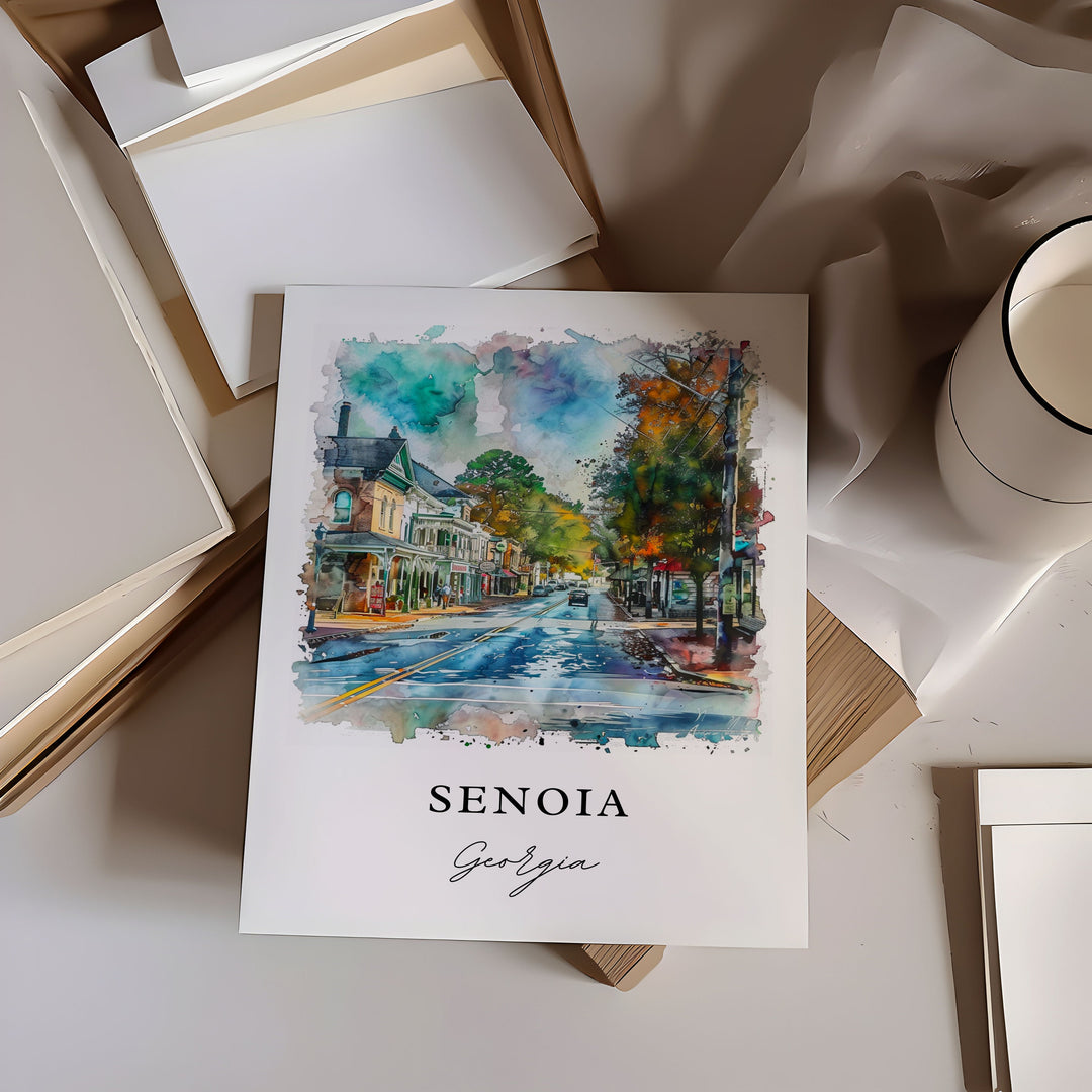 Senoia Georgia Wall Art, Senoia Print, Senoia Watercolor Art, Coweta County GA Gift,