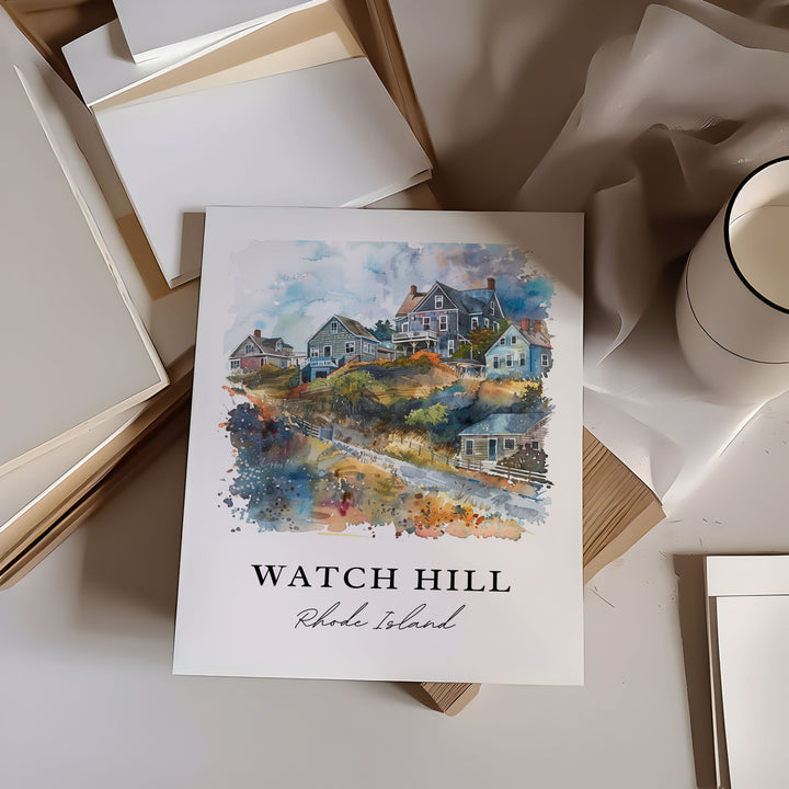 Watch Hill RI Wall Art, Westerly RI Print, Watch Hill Watercolor, Watch Hill RI Gift,