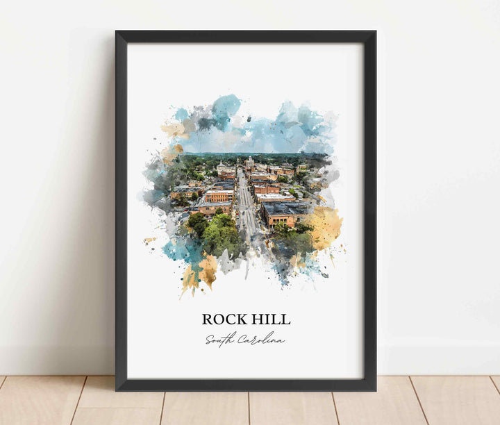 Rock Hill, South Carolina – Watercolor Art Print
