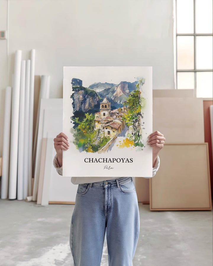Chachapoyas Wall Art, Northern Peru Print, Peru Watercolor Art, Chachapoyas Gift, Travel Print, Travel Poster, Housewarming Gift