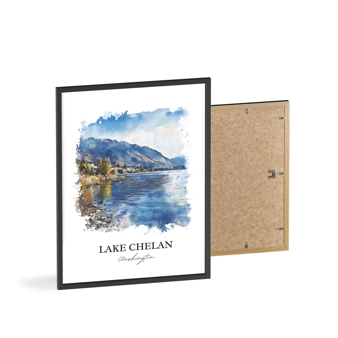 Lake Chelan Wall Art, Chelan County Print, Washington Watercolor Art, Lake Chelan Gift, Travel Print, Travel Poster, Housewarming Gift