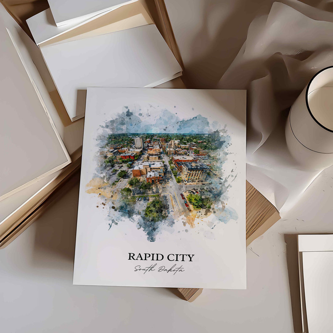 Rapid City, South Dakota – Watercolor Art Print