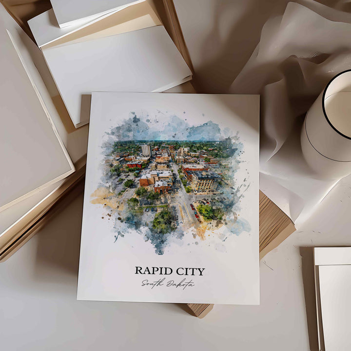 Rapid City, South Dakota – Watercolor Art Print