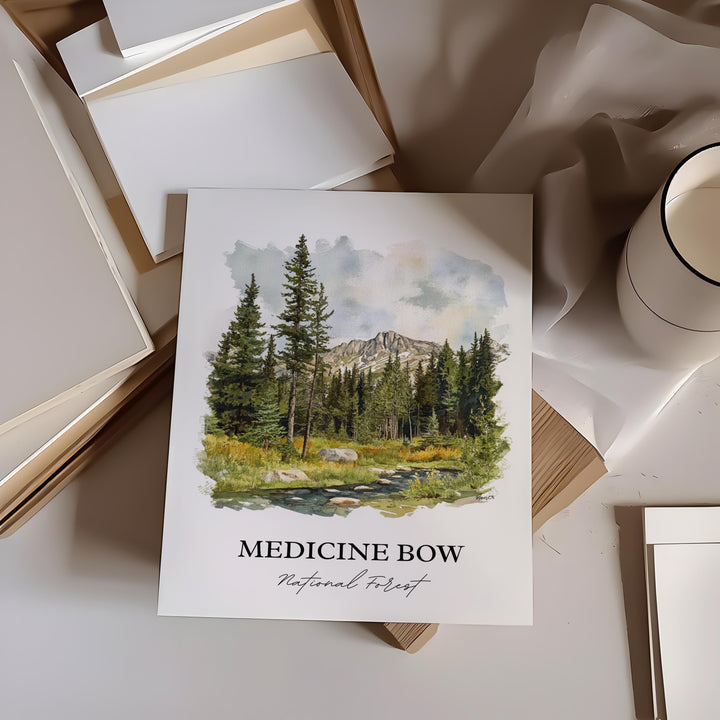 Medicine Bow Wall Art, Carbon County Print, Wyoming Watercolor Art, Medicine Bow Forest Gift, Travel Print, Travel Poster, Housewarming Gift
