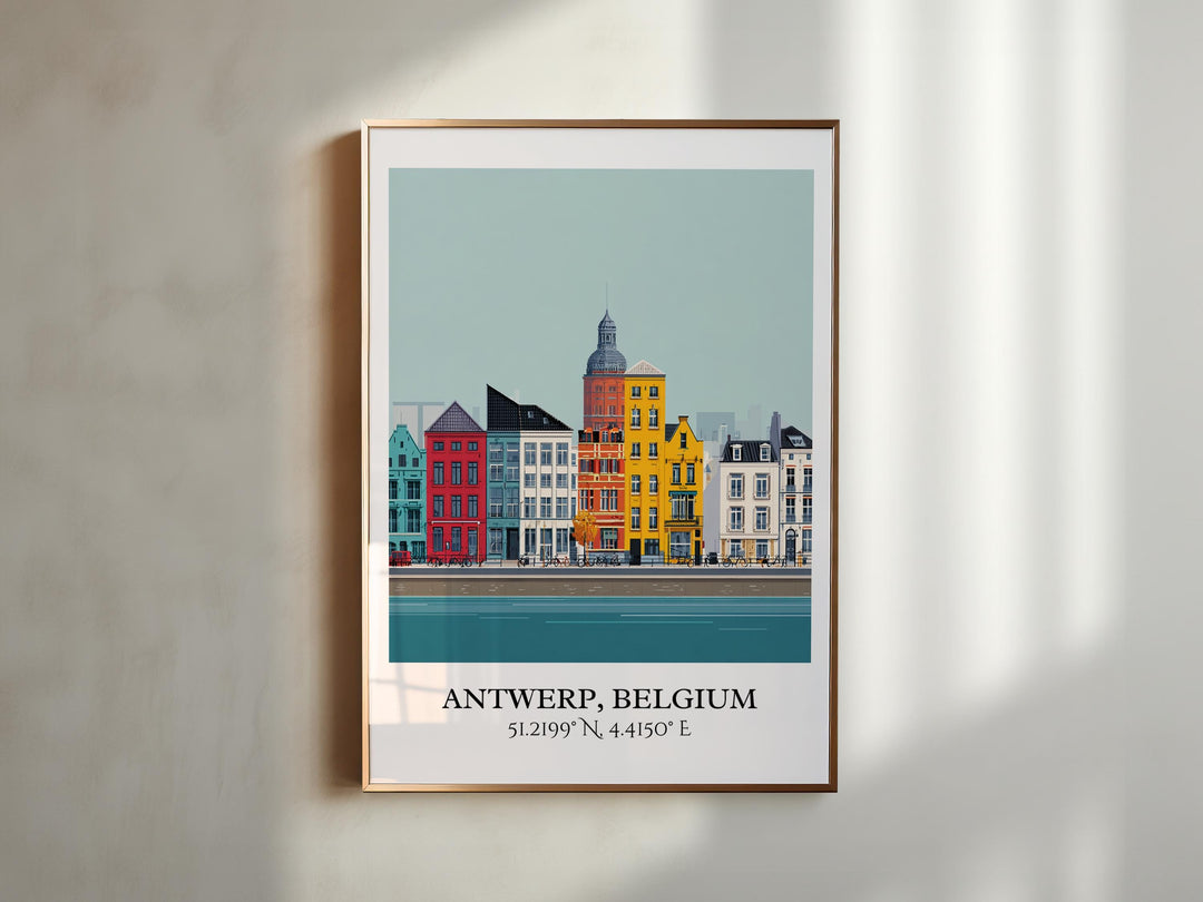 Antwerp Art, Antwerp Retro Travel Art, Antwerp Home Decor, Antwerp Gift, Belgium Travel Art, Travel Prints, Housewarming Gift