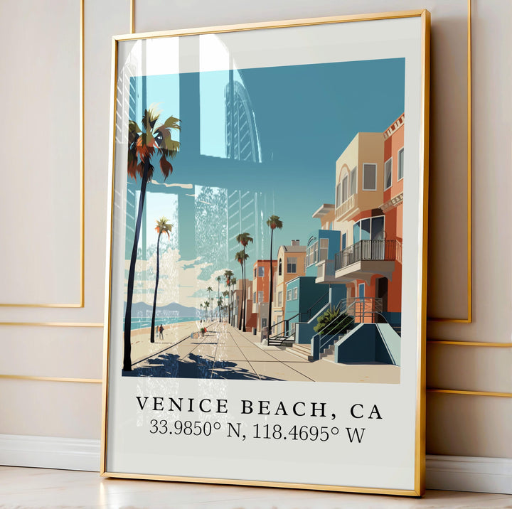 Venice Beach CA wall art - California, Venice Beach poster, Venice Beach Wedding gift, Birthday present, Custom Text, Personalised Gift