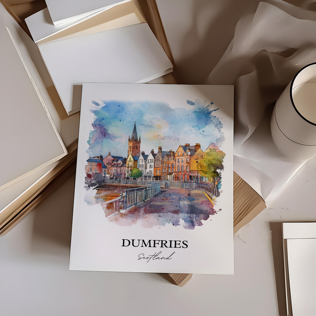 Dumfries Wall Art, Dumfries and Galloway Print, Scotland Artwork, Dumfries Scotland Gift, Travel Print, Travel Poster, Housewarming Gift