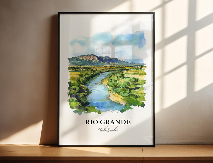Rio Grande CO Wall Art, Colorado Print, Rio Grande Watercolor Art, Rio Grande Gift, Travel Print, Travel Poster, Housewarming Gift
