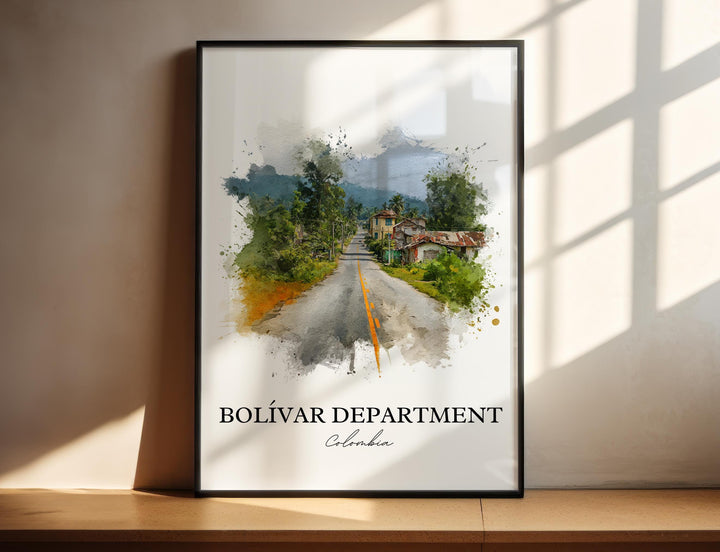Bolívar Colombia Art, Bolívar Department Print, Colombia Watercolor Art, Colombia Gift, Colombia Print, Travel Poster, Housewarming Gift