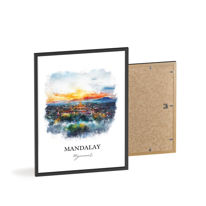 Mandalay Myanmar Wall Art, Myanmar Print, Myanmar Watercolor Art, Mandalay Gift, Travel Print, Travel Poster, Housewarming Gift