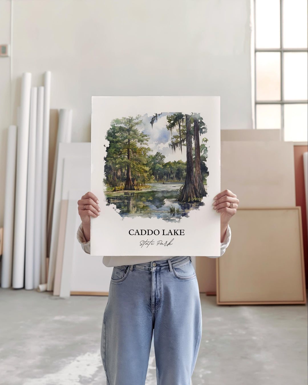 Caddo Lake State Park Art, Harrison County Print, Texas Watercolor Art, Caddo Lake Gift, Travel Print, Travel Poster, Housewarming Gift