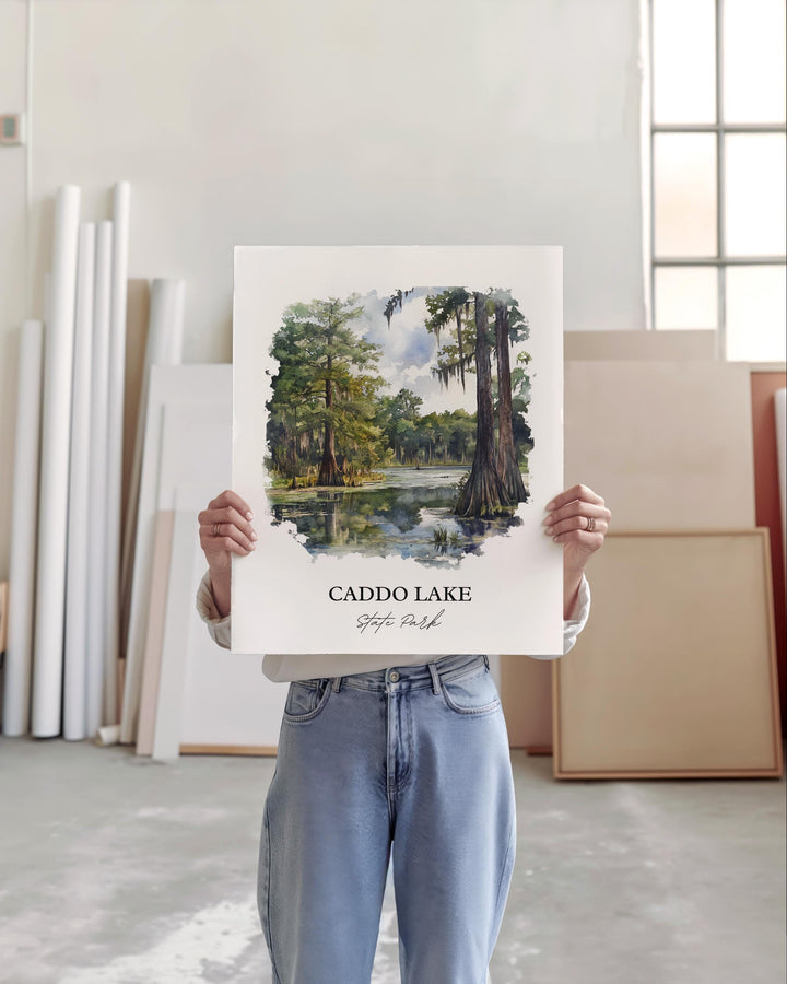 Caddo Lake State Park Art, Harrison County Print, Texas Watercolor Art, Caddo Lake Gift, Travel Print, Travel Poster, Housewarming Gift