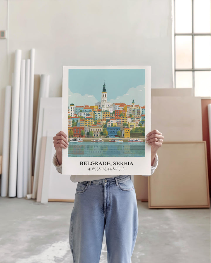 Belgrade Art, Belgrade Retro Travel Art, Belgrade Serbia Home Decor, Serbia Gift, Serbian Travel Art, Travel Prints, Housewarming Gift