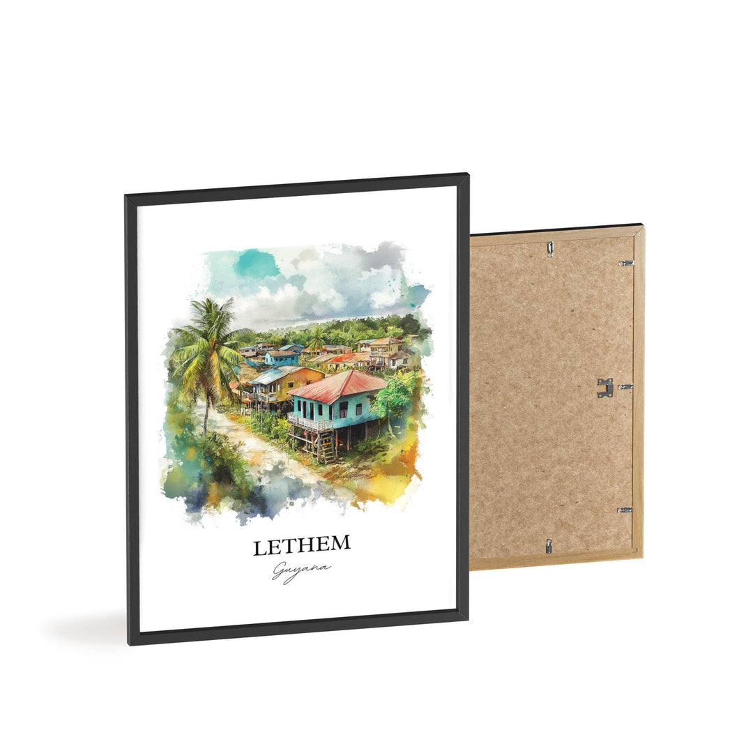 Lethem Guyana Wall Art, Guyana Print, Guyana Watercolor Art, Lethem Guyana Gift, Travel Print, Travel Poster, Housewarming Gift