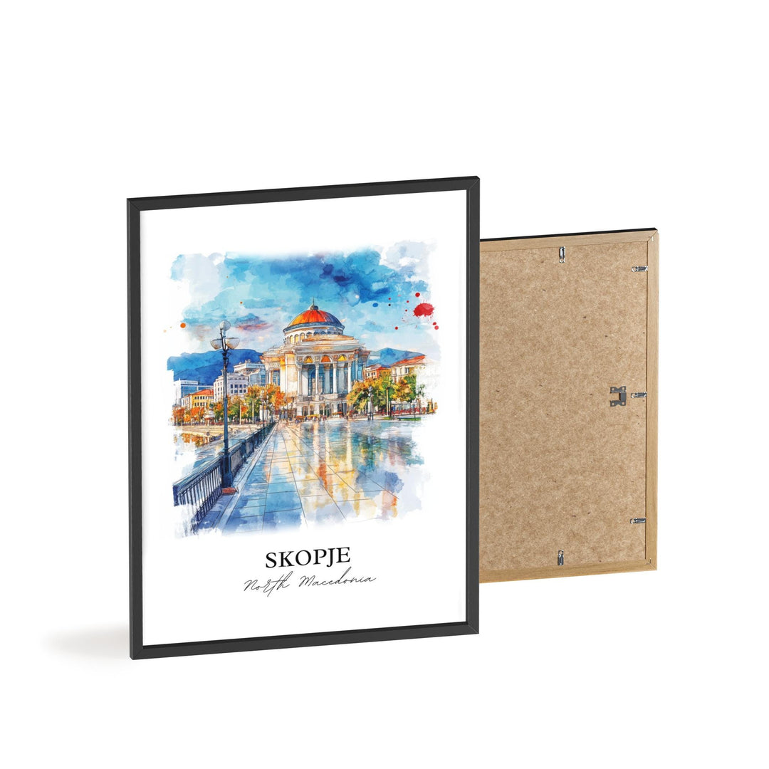 Skopje, North Macedonia – Watercolor Art Print