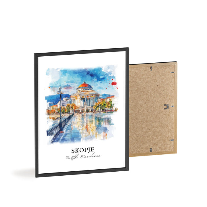 Skopje, North Macedonia – Watercolor Art Print