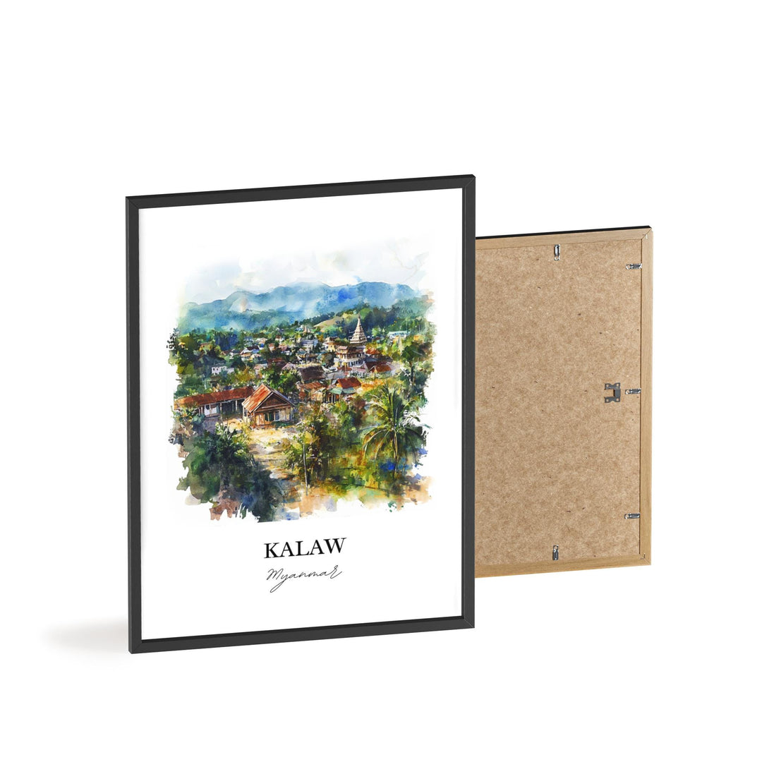 Kalaw Wall Art, Shan State Myanmar Print, Myanmar Watercolor Art, Kalaw Gift, Travel Print, Travel Poster, Housewarming Gift