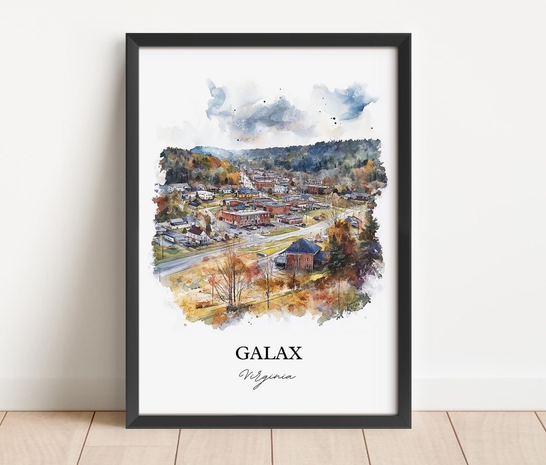 Galax VA Wall Art, Carroll County Print, Virginia Watercolor Art, Galax Virginia Gift, Travel Print, Travel Poster, Housewarming Gift