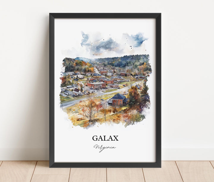 Galax VA Wall Art, Carroll County Print, Virginia Watercolor Art, Galax Virginia Gift, Travel Print, Travel Poster, Housewarming Gift