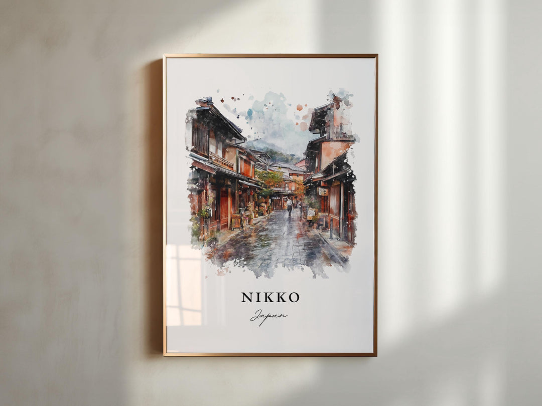 Nikko Japan Wall Art, Nikko Print, Toshogu Watercolor Art, Tochigi Prefecture Gift, Nikko