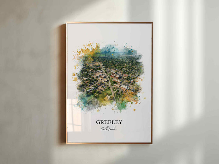 Greeley, Colorado Wall Art, Greeley Print, Greeley Watercolor Art, Weld County Gift, Travel Print, Travel Poster, Housewarming Gift