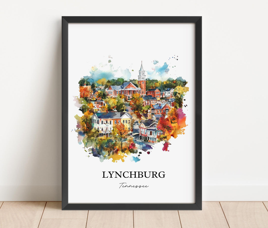 Lynchburg TN Wall Art, Moore County Print, Tennessee Watercolor Art, Lynchburg TN Gift, Travel Print, Travel Poster, Housewarming Gift