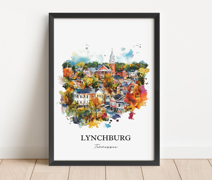 Lynchburg TN Wall Art, Moore County Print, Tennessee Watercolor Art, Lynchburg TN Gift, Travel Print, Travel Poster, Housewarming Gift