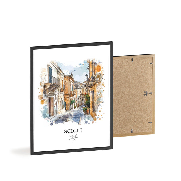 Scicli Wall Art, Ragusa Italia Print, Sicily Watercolor Art, Scicli Gift, Travel Print, Travel Poster, Housewarming Gift