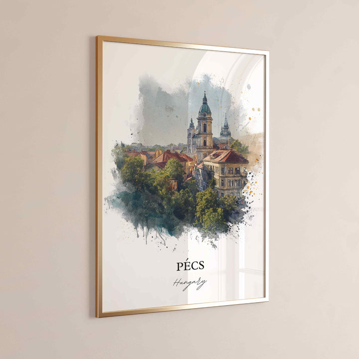 Pecs, Hungary – Watercolor Art Print of Mecsek Mountains
