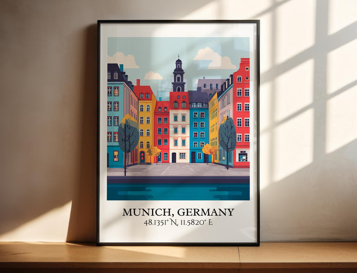 Munich Art, Munich Retro Travel Art, Munich Home Decor, Munich Gift, Munich Germany Travel Art, Travel Prints, Housewarming Gift