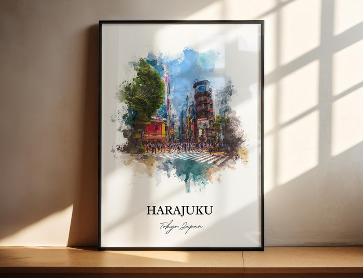 Harajuku Wall Art, Tokyo Print, Harajuku Tokyo Watercolor Art, Harajuku Japan Gift, Japan Travel Print, Tokyo Travel Poster, Harajuku Gift