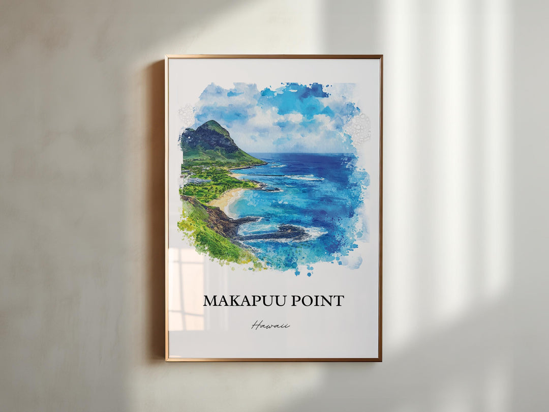 Makapuu Point Wall Art, Oahu Print, Oahu Watercolor Art, Makapuu Point Gift, Travel Print, Travel Poster, Housewarming Gift
