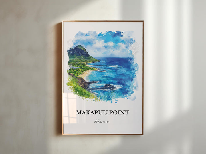Makapuu Point Wall Art, Oahu Print, Oahu Watercolor Art, Makapuu Point Gift, Travel Print, Travel Poster, Housewarming Gift