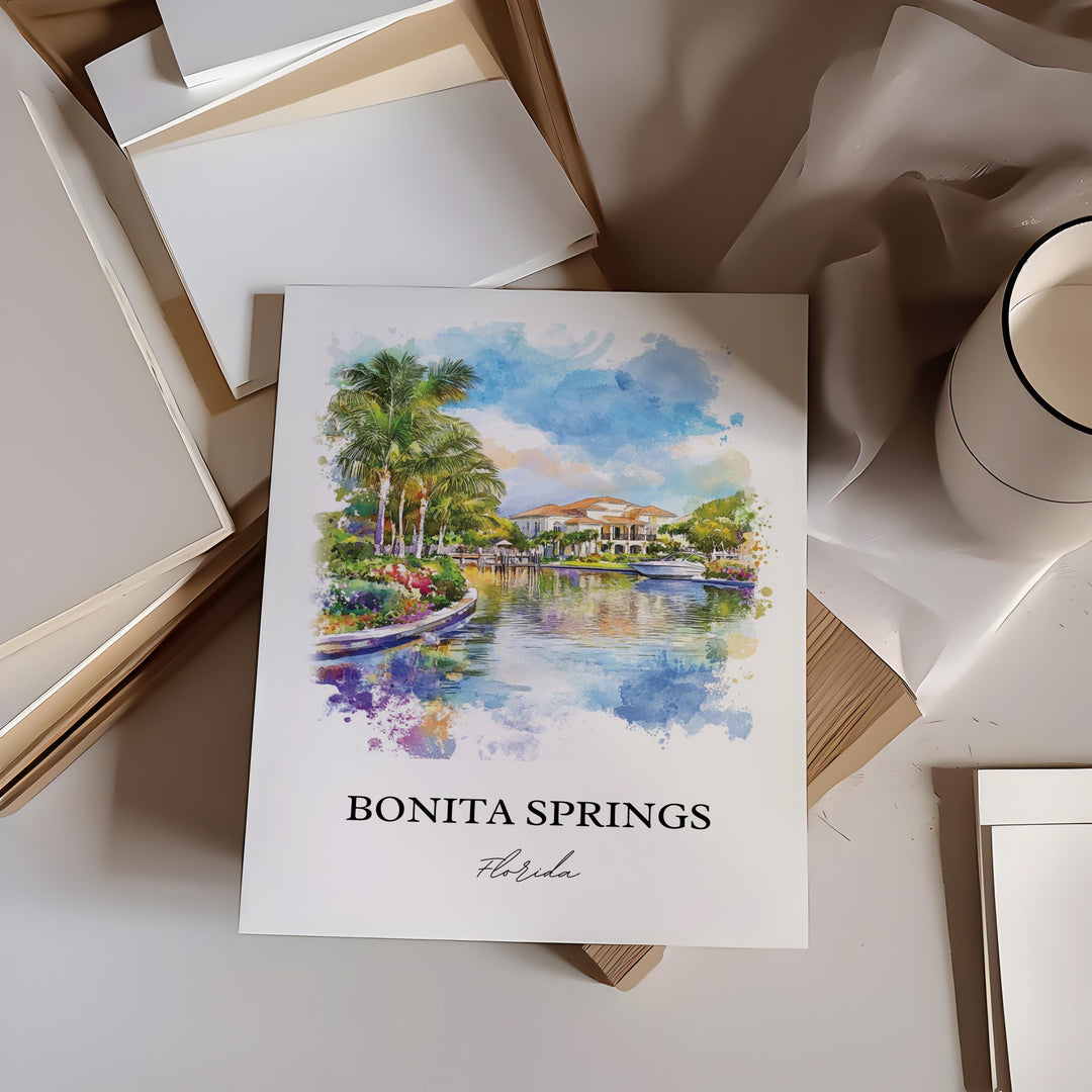 Bonita Springs, Florida, USA – Watercolor Art Print