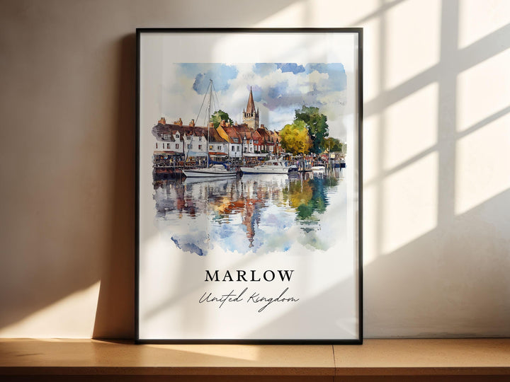 Marlow UK Wall Art, Marlow Print, Marlow Watercolor Art, Marlow England Gift,