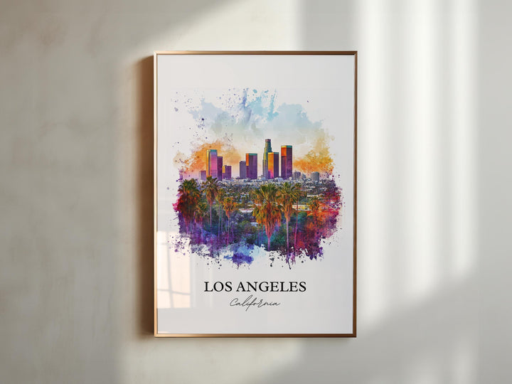 Los Angeles Wall Art, Los Angeles Skyline Print, LA Watercolor Art, Los Angeles Gift, Travel Print, Travel Poster, Housewarming Gift
