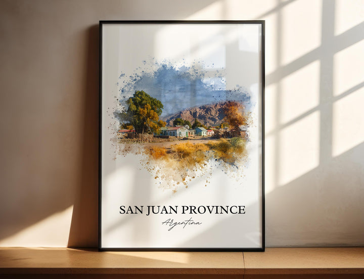 San Juan Argentina Wall Art, Argentina Print, Argentina Watercolor, San Juan Province Gift, Travel Print, Travel Poster, Housewarming Gift