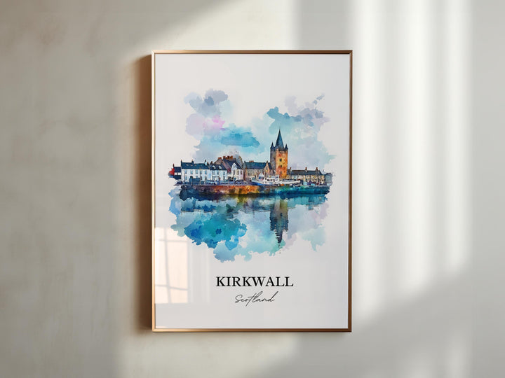Kirkwall Wall Art, Orkney Print, Scotland Watercolor Art, Kirkwall Scotland Gift, Travel Print, Travel Poster, Housewarming Gift