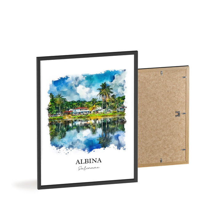 Albina Suriname Wall Art, Marowijne Print, Suriname Watercolor Art, Albina Suriname Gift, Travel Print, Travel Poster, Housewarming Gift