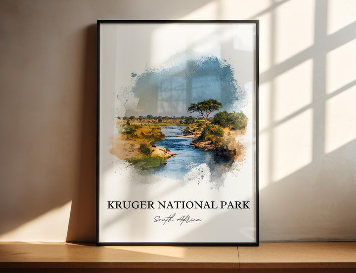 Kruger National Park Art, Kruger Park Print, Africa Watercolor Art, Kruger Natl Park Gift, Travel Print, Travel Poster, Housewarming Gift