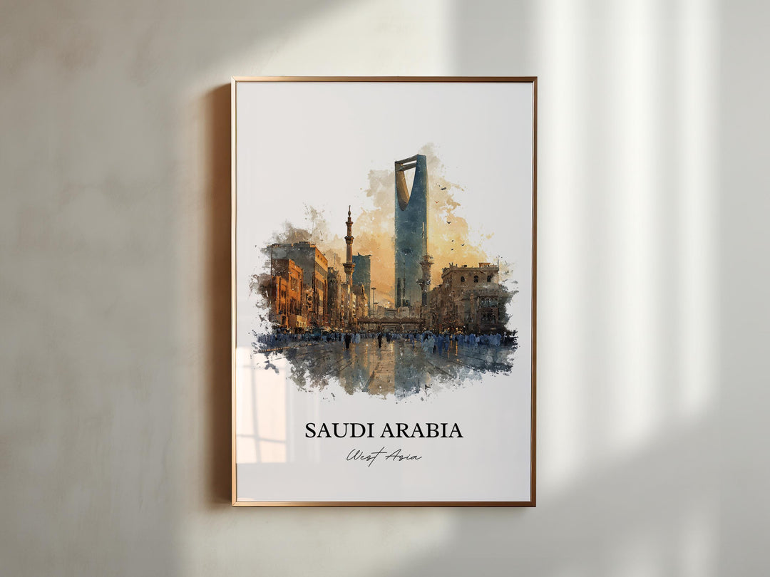 Saudi Arabia Wall Art, Saudi Arabia Print, Travel Watercolor Art, Saudi Arabia Gift, Travel Print, Travel Poster, Housewarming Gift