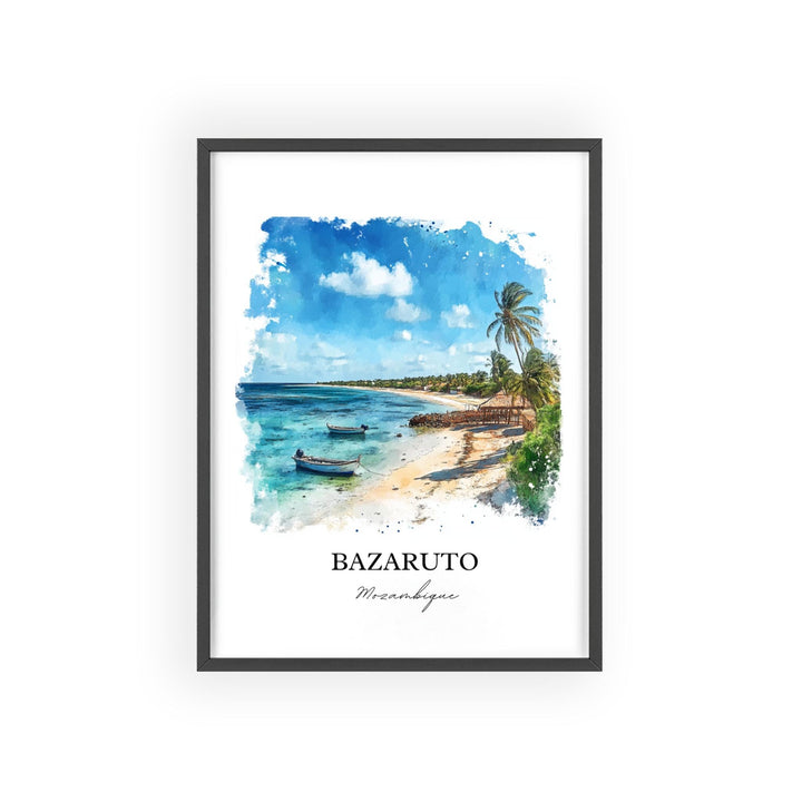 Bazaruto Wall Art, Bazaruto Island Print, Mozambique Watercolor Art, Bazaruto Gift, Travel Print, Travel Poster, Housewarming Gift