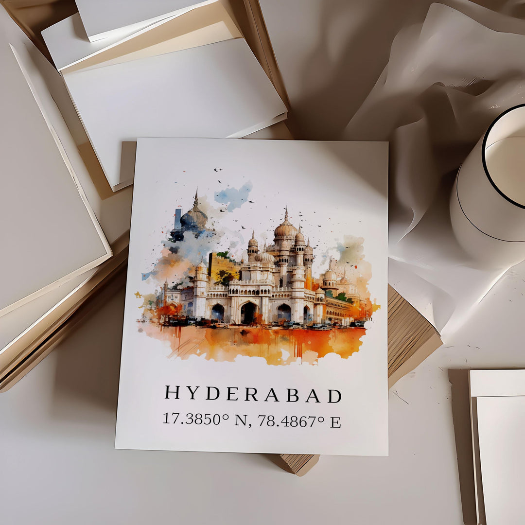 Hyderabad India wall art - India, Hyderabad poster, Hyderabad Wedding gift, Birthday present, Custom Text, Personalised Gift