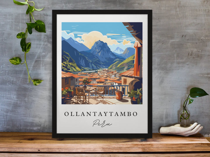 Ollantaytambo modern wall art - Peru, Ollantaytambo poster, Machu Picchu Wedding gift, Birthday present, Custom Text, Personalised Gift