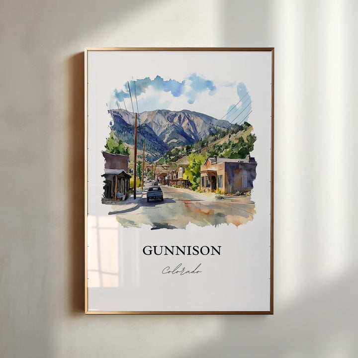 Gunnison CO Wall Art, Tenderfoot Mountain Print, Colorado Watercolor Art, Gunnison Gift, Travel Print, Travel Poster, Housewarming Gift